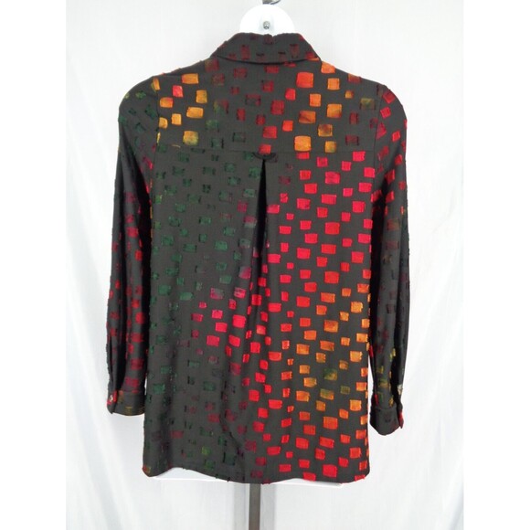 Michael Tyler Button Tunic Top Large Black Multi-Color New - Picture 2 of 11